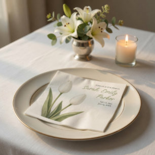 Elegant White Tulips Memorial Paper Napkins