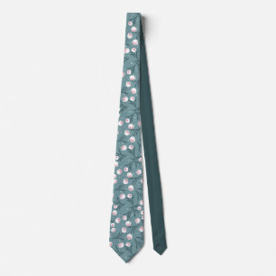 Elegant White Tulips on Pastel Green Pattern Neck Tie