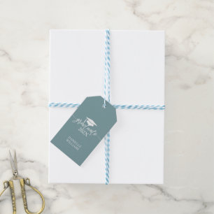 Elegant White Typography On Blue-Gray Background Gift Tags
