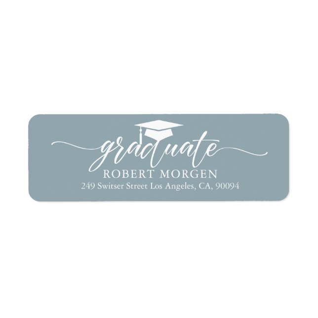 Elegant White Typography On Blue-Gray Background Label (Front)