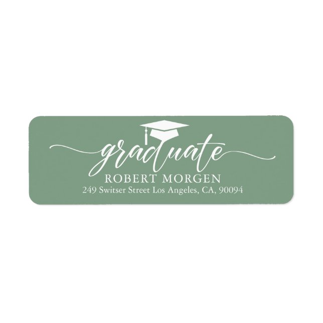 Elegant White Typography On Sage Green Background Label (Front)