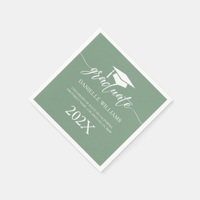 Elegant White Typography On Sage Green Background Napkins (Corner)