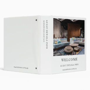 Elegant White Vacation Rental Guest Guide 3 Ring Binder