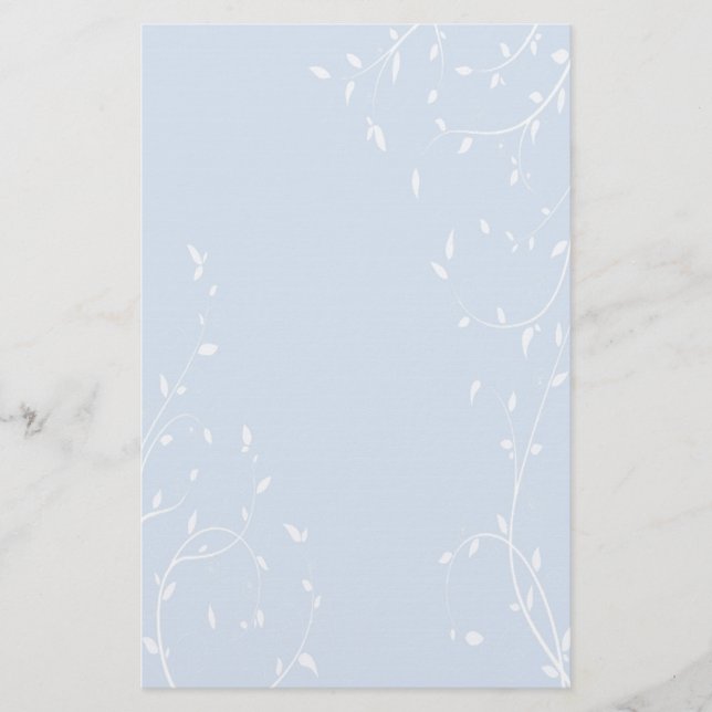 Elegant White Vines Stationery (Front)