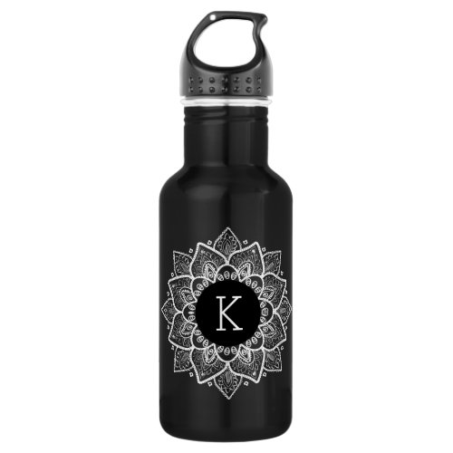Elegant White Vintage Floral Lace Circle Stainless Steel Water Bottle
