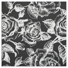 Elegant White Vintage Roses Custom Background Fabric