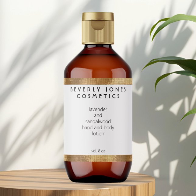 Elegant White w Gold Border Cosmetics Label (Creator Uploaded)