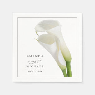 Elegant White Watercolor Calla Lilies Wedding Napkins