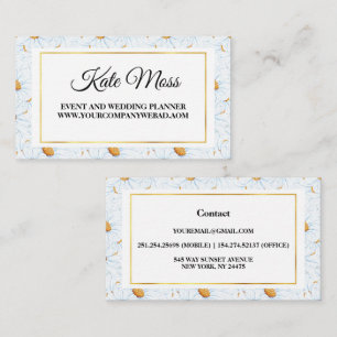 Elegant White Watercolor Daisy Business Card