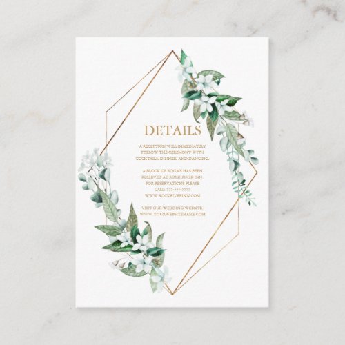 Elegant White Watercolor Floral Greenery Wedding Enclosure Card