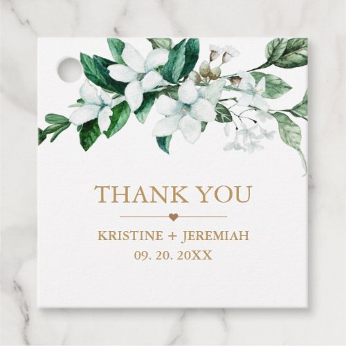 Elegant White Watercolor Floral Greenery Wedding Favor Tags