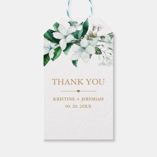 Elegant White Watercolor Floral Greenery Wedding Gift Tags