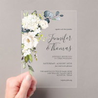 Elegant White Watercolor Floral Hydrangeas Wedding