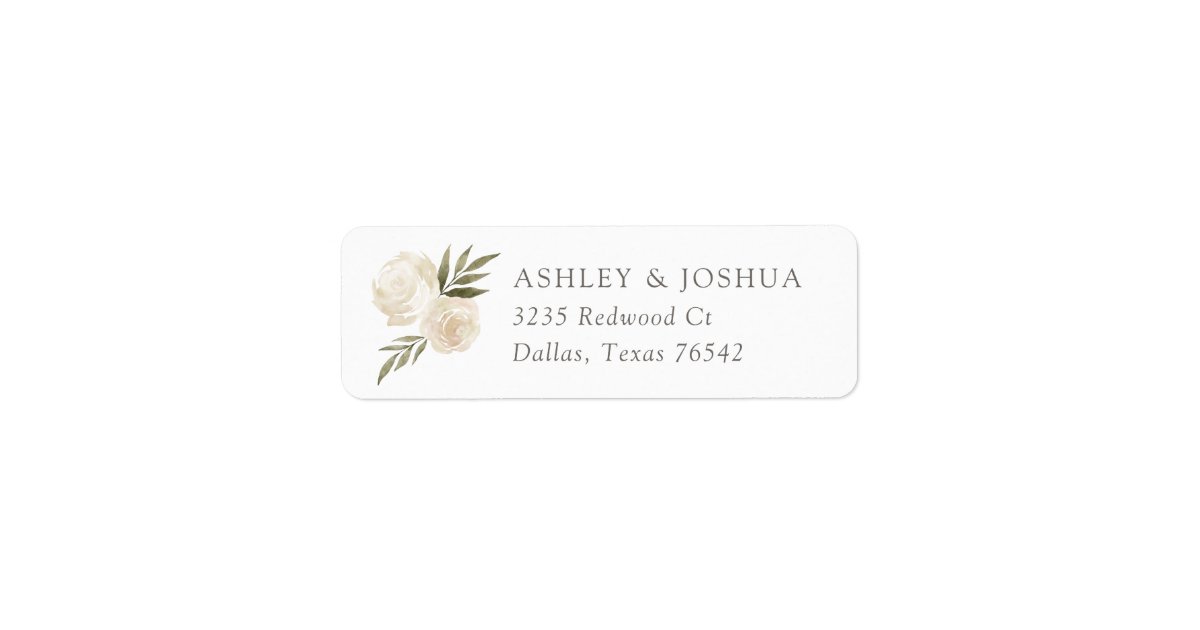 Elegant White Watercolor Floral Return Address Lab Label | Zazzle