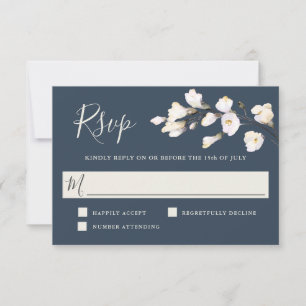 Elegant White Watercolor Floral Wedding RSVP