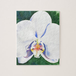 Elegant white watercolor orchid jigsaw puzzle
