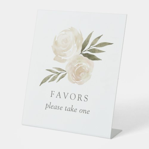 Elegant White Watercolor Rose Wedding Favors Sign