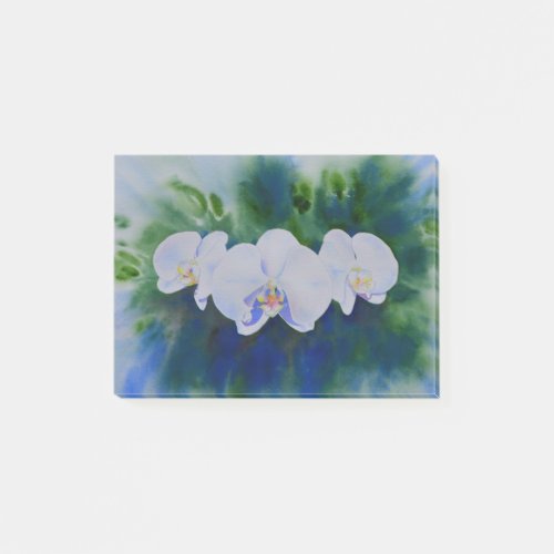 Elegant white watercolor tropical boho orchids  post_it notes