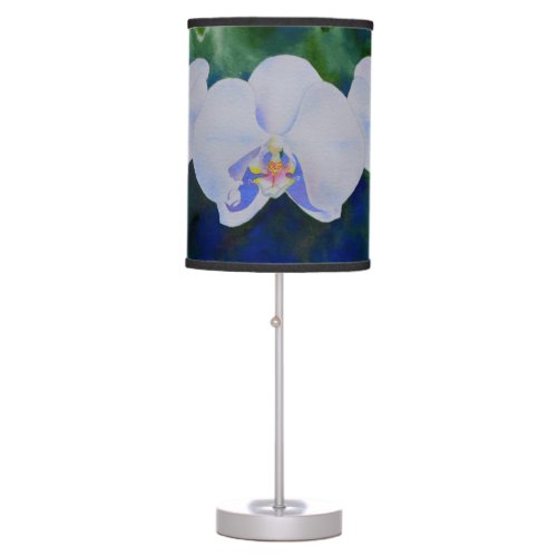 Elegant white watercolor tropical boho orchids  table lamp