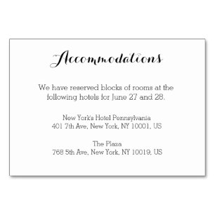 Elegant White Wedding Accommodation Cards