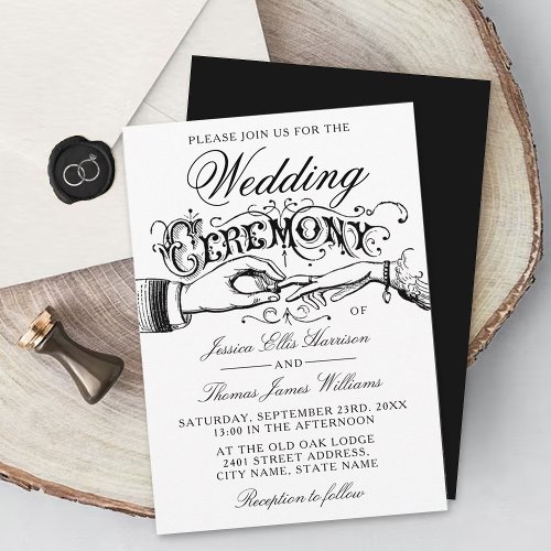 Elegant White Wedding Ceremony Invitations 5" X 7" Invitation Card