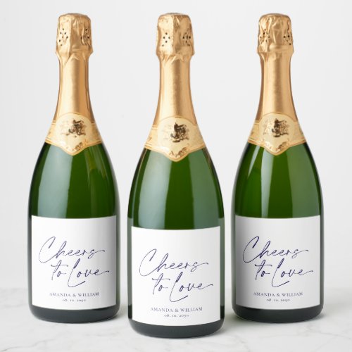 Elegant White Wedding Champagne Bottle Label