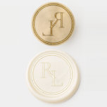 Elegant White Wedding Couple Initials Monogram  Wax Seal Stamp<br><div class="desc">Simple,  chic and elegant. This template features a monogram with couple initials in a contemorary font,  inside a circular frame.</div>