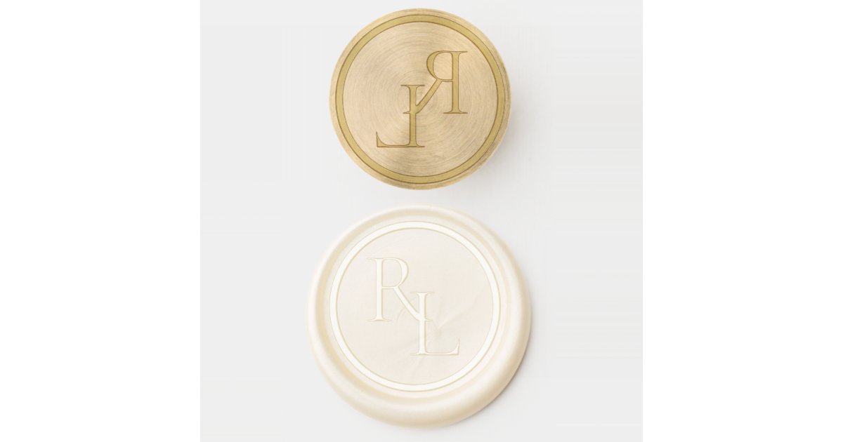 Elegant White Wedding Couple Initials Monogram Wax Seal Stamp | Zazzle