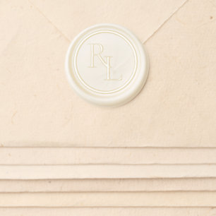 Elegant White Wedding Couple Initials Monogram Wax Seal Sticker