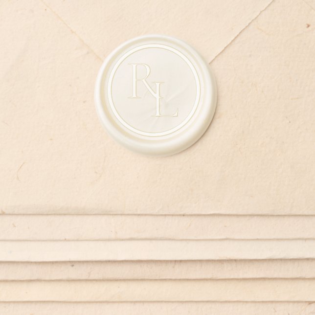 Elegant White Wedding Couple Initials Monogram  Wax Seal Sticker (Front)