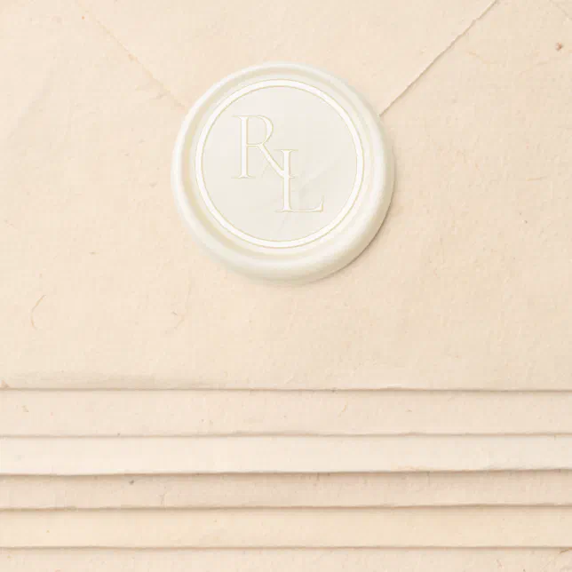 Elegant White Wedding Couple Initials Monogram Wax Seal Sticker | Zazzle