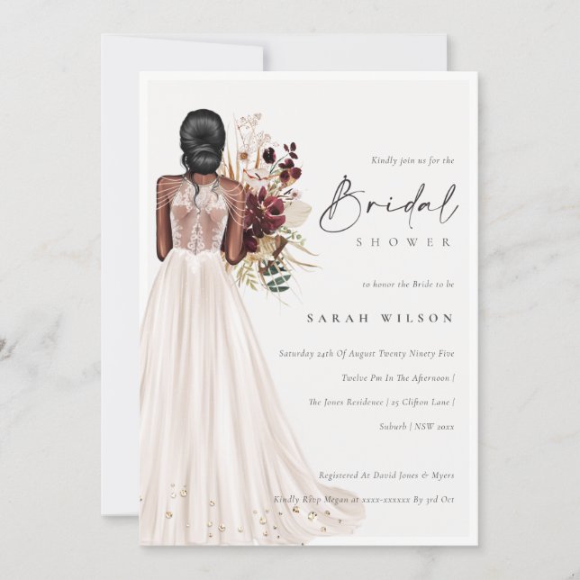 Elegant White Wedding Gown Bridal Shower Invite (Front)
