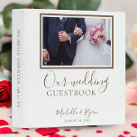 Elegant White Wedding Guestbook 3 Ring Binder<br><div class="desc">An elegant white wedding guestbook for your wedding day keepsake memories with trendy script form. You can easily personalize all the text and the wedding photo.</div>