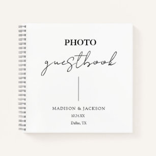 Elegant White Wedding Guestbook Notebook