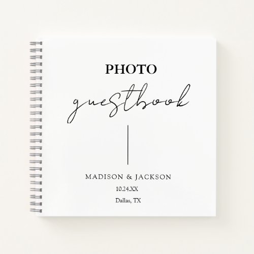 Elegant White Wedding Guestbook Notebook