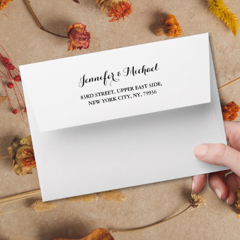 Elegant White Wedding Invitation Return Address Envelope by iCoolCreate at Zazzle