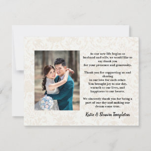 Elegant White Wedding Photo Thank You Double Sided