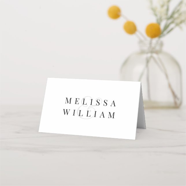 Elegant White Wedding Place Card (Back)
