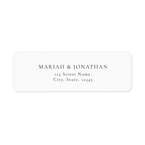 Elegant White Wedding Return Address Label