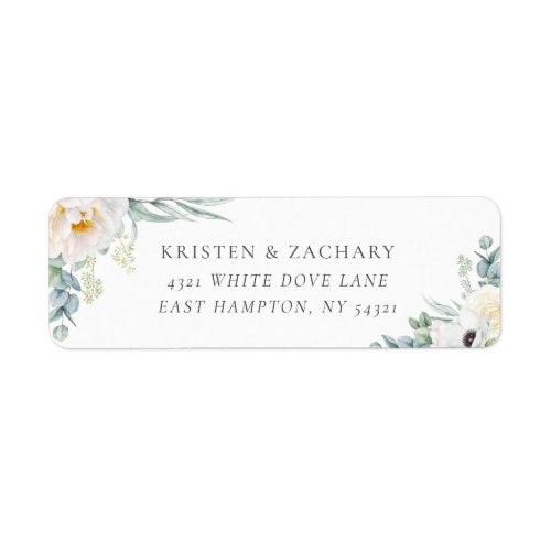 Elegant White Wedding Return Address Label