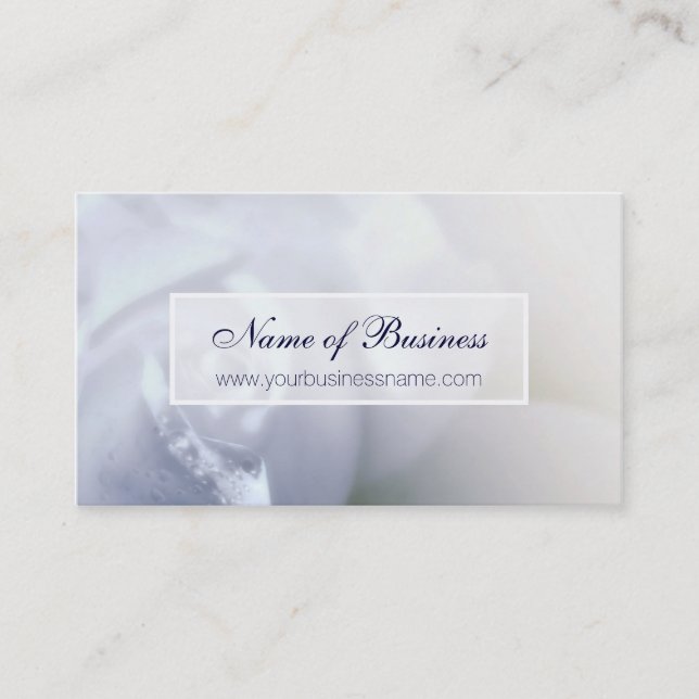 Elegant White Wedding Rose Feminine Floral Business Card (Front)