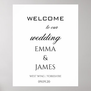 Elegant White Wedding Welcome Personalised Poster