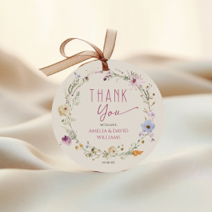 Elegant White Wildflower Baby Shower Thank You Favor Tags