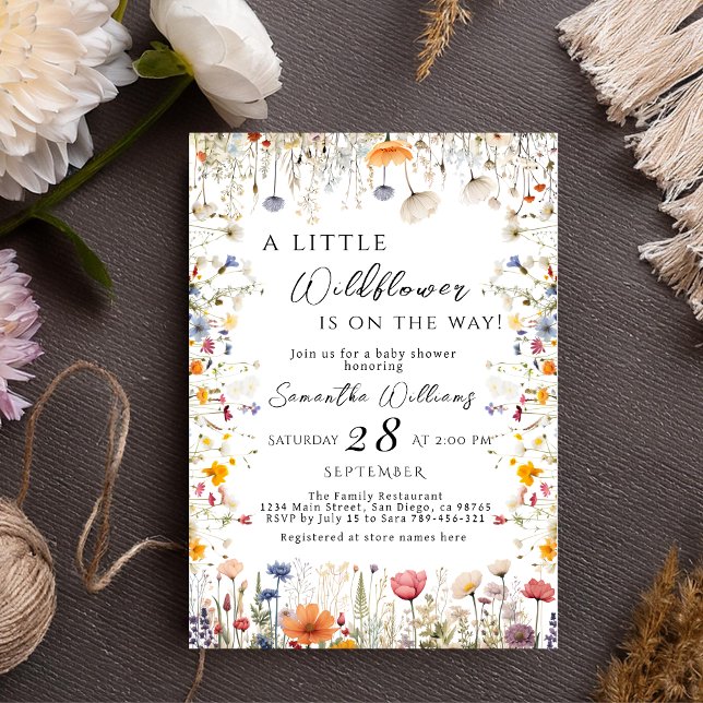 Elegant White Wildflower Bloom Baby Shower Invitation (Creator Uploaded)