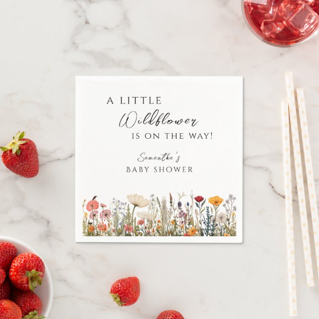 Elegant White Wildflower Bloom Baby Shower Napkins (Insitu)