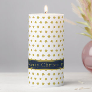 Elegant white winter Christmas Pillar Candle