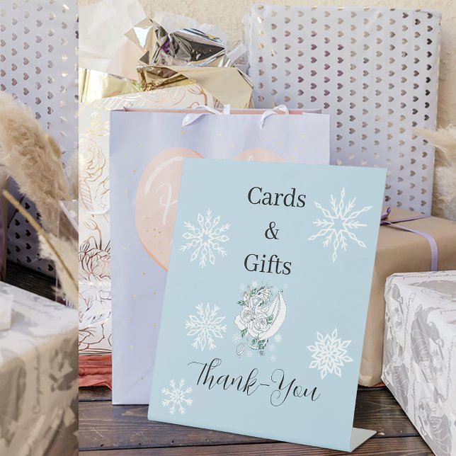 Elegant White Winter Fantasy Dragon  Cards & Gifts Pedestal Sign (Creator Uploaded)