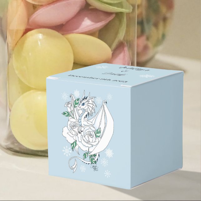 Elegant White Winter Fantasy Dragon Roses Wedding Favor Boxes (Creator Uploaded)