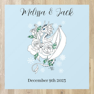 Elegant White Winter Fantasy Dragon Roses Wedding Floor Decals
