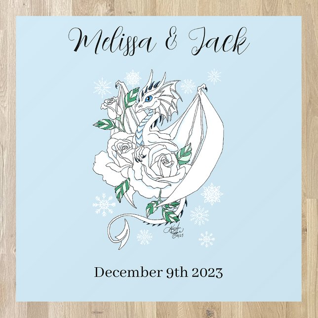 Elegant White Winter Fantasy Dragon Roses Wedding Floor Decals (Creator Uploaded)